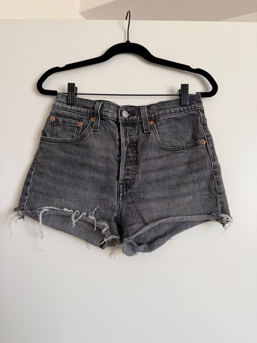 Levi's Black Washed Denim Cutoff Shorts (2” Inseam)